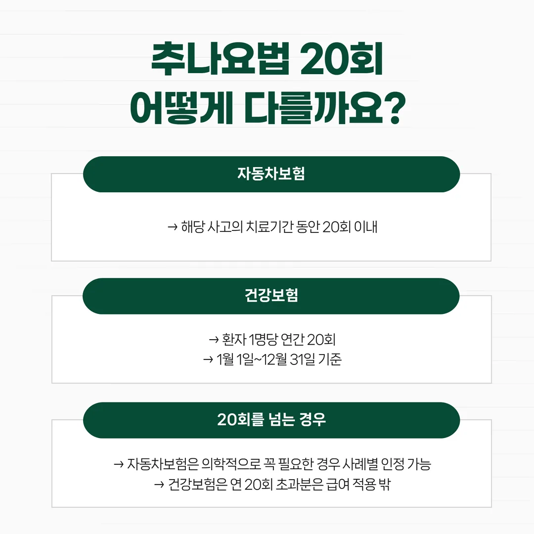 교통사고 추나 20회 배분 계획 도식